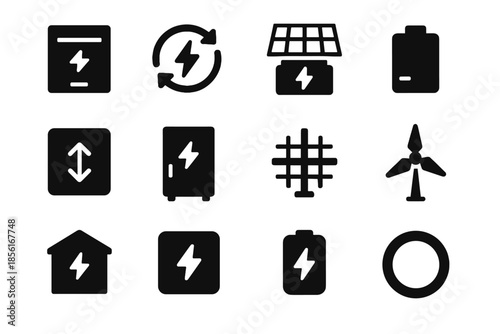 Vector thickness sterile cue shading battery icons negative renewable no icon energy