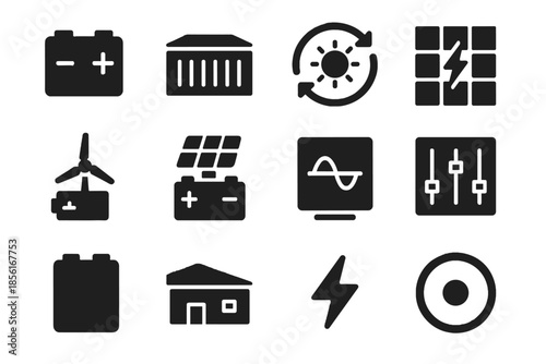 Icon no tile minimal icons strokes vector solar energy renewable storage forms