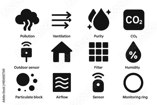 Air centered tile vector square pollution block strokes quality icon purity gradients