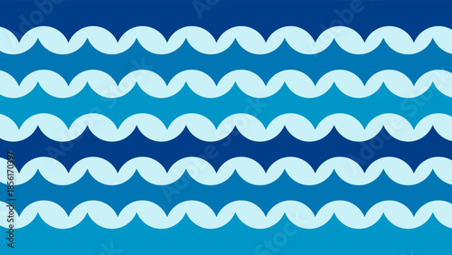 Seamless abstract blue wave pattern. Minimalist nautical background with repeating horizontal water curves. Minimalist ocean sea water texture seamless pattern.