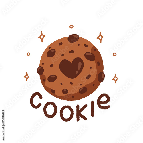 Cute Chocolate Chip Cookie Illustration for Food Branding and Sticker Design