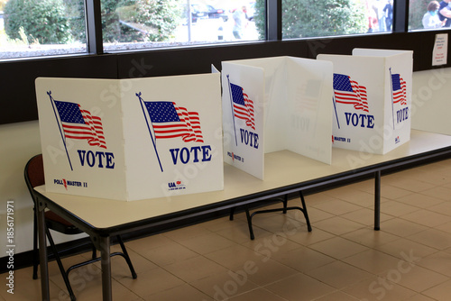 Lancaster Ohio USA November  2024  Interior of Voting facility to manually cast your vote for elections.