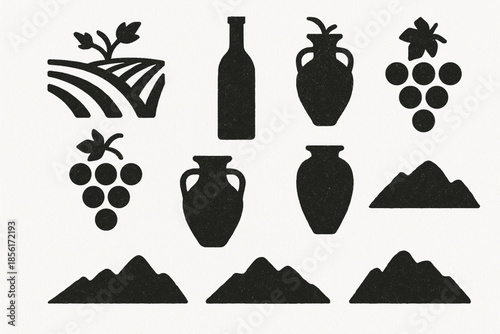 Tarija wine region vector icons