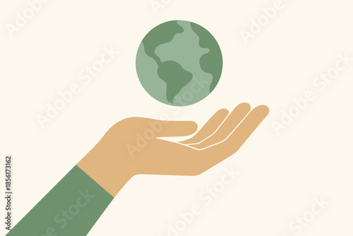 Hand captions warm icon labels no vector eco emojis holding above green