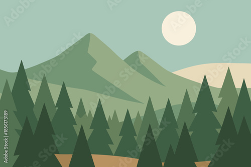 Icon bubbles illustration forest sand punctuation scene geometric vector no characters blue