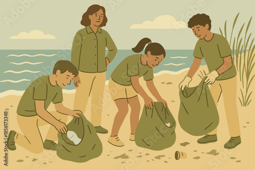 Beach flat icon coastal teacher no pale large effort green vector cleanup