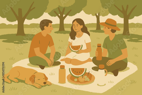 Vector using friendly textured park bottles grass people eco cream no warm