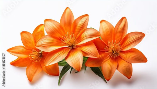 vibrant orange flowers with soft details isolated on a white background