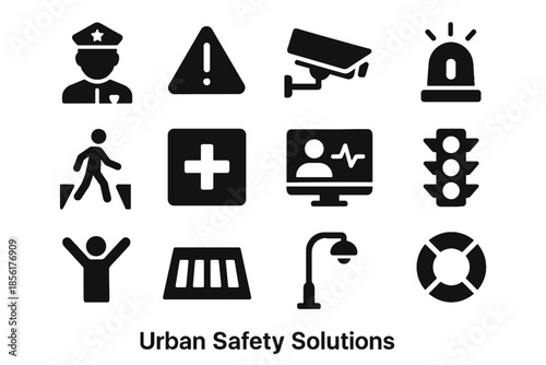Equal traffic safety white tile icon inside set flat negative urban vector