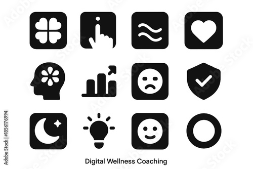 Breathing wellness icons vector icon negative habit outlines invisible solid digital alignment