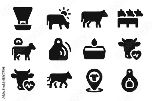 Smart climate cue farming feeding vector transparency water geometry icon no herd
