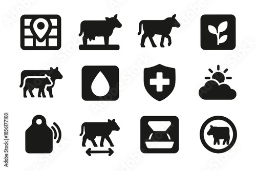 White vector tile farming cells sterile outlines smart icon space block climate