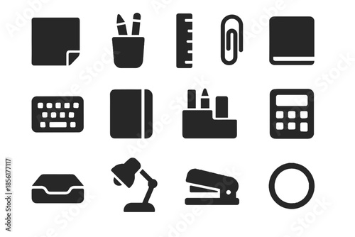 Tile thickness mini tools negative vector effects filing icon set micro cells