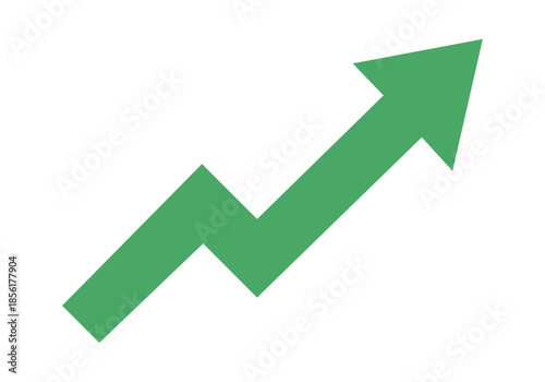 Flecha verde ascendente que representa crecimiento financiero y éxito empresarial sobre fondo blanco