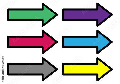 Conjunto de flechas de colores vibrantes apuntando hacia la derecha 