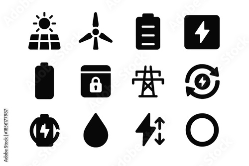 Invisible cue negative icons icon energy cell finish buffer silhouettes vector minimal