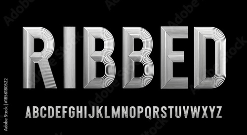 Ribbed alphabet uppercase lettering typography.