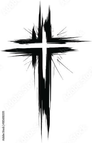 Christian cross symbol with distressed effect