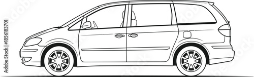 Simple line drawing of a minivan