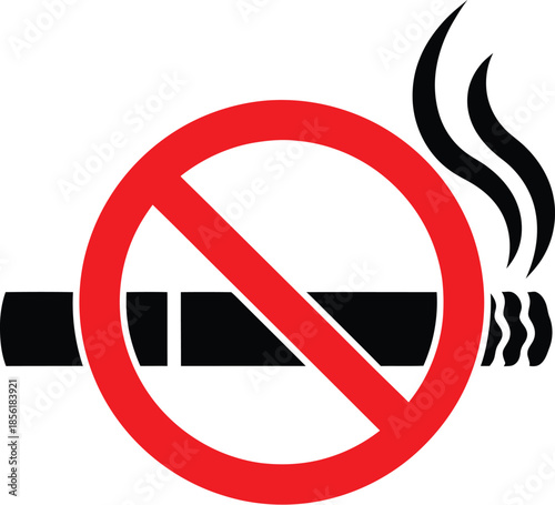 No smoking sign with cigarette and smoke