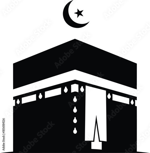 Simple black and white illustration of kaaba