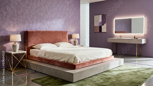 Modern Bold Luxury Bedroom Interior Visualization 4K Real Estate Homestaging Design AI