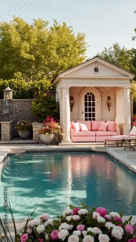 Poolhaus in pink