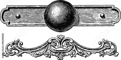 Vintage engraved metal hatch and ornamental woodcut designs for decorative projects