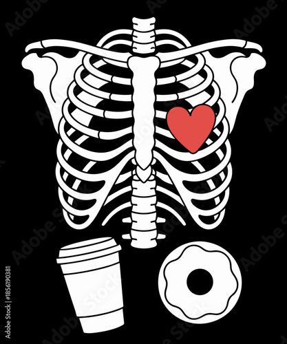 Skeleton X-Ray Donut Coffee Funny Halloween Pregnancy Dad