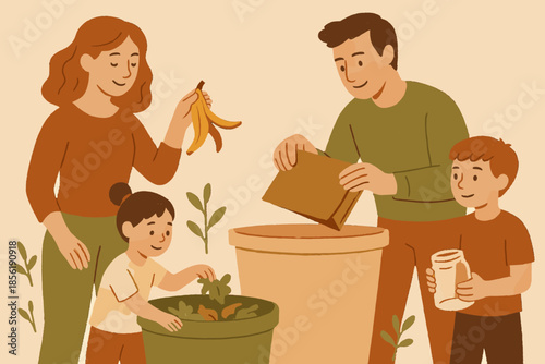 Terracotta numbers eco labels vector no placing family beige father negative friendly