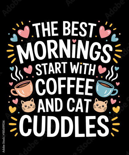 Cute Coffee & Cat Cuddles Funny Cat Coffee Mug Cat