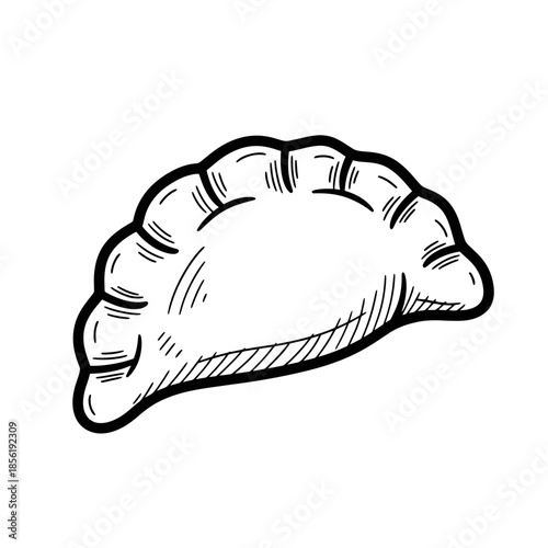 Hand drawn illustration of a traditional empanada pastry.