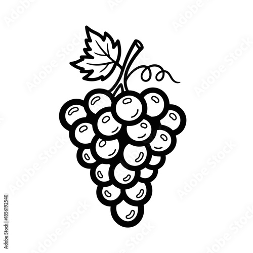 Bunch of grapes with leaf illustration design element.