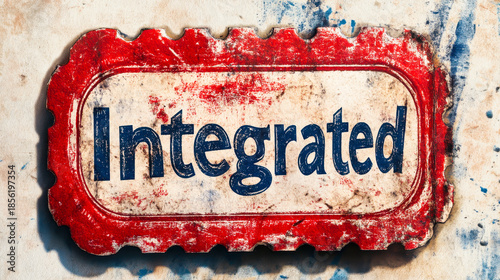 Red Grunge Stamp with Integrated Text for Inclusion and Integration Themes