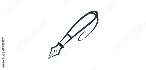 A black and white image of a fountain pen nib and part of the pen