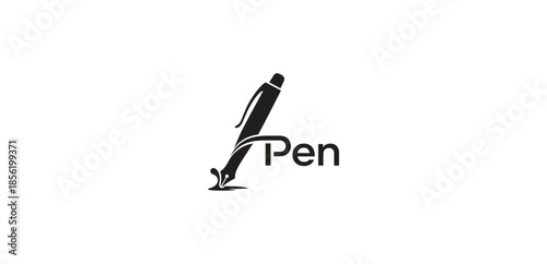 A black pen icon with the word pen on a white background