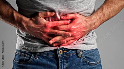 Man Suffering from Severe Abdominal Pain and Stomach Ache.