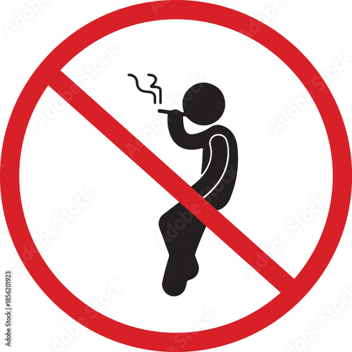 No Smoking Sign with Silhouette of Person Smoking