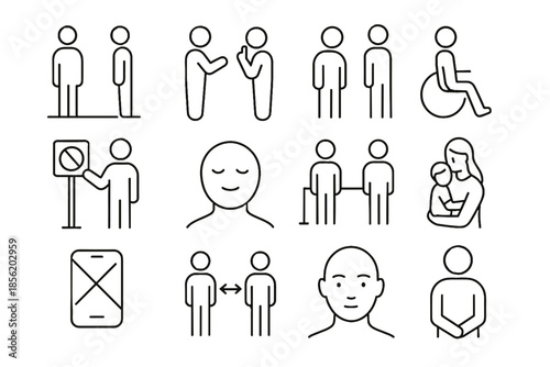 Line facial others icon respect art symbol barrier vector child expression mindful