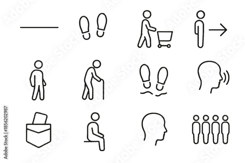 Icon icons line directional listen arrow mindful vector crowd queue cart to