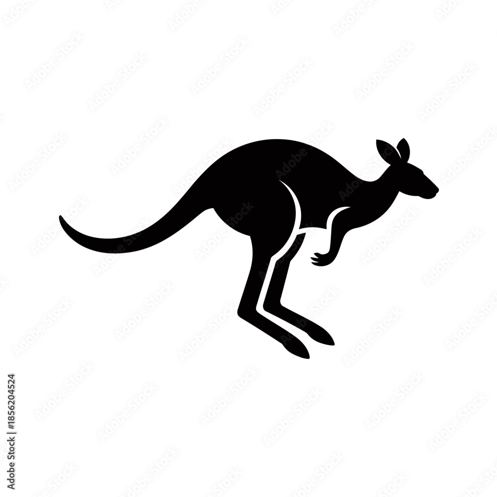 Fototapeta premium A simple black silhouette of a kangaroo