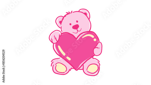 Vector teddy bear with a pink heart 
