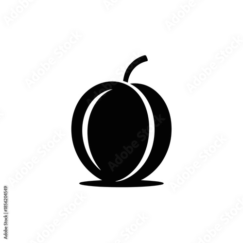 A simplistic black apple silhouette.