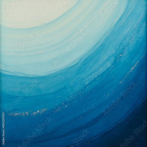 Blue abstract background with dynamic curved wave pattern, smooth texture and elegant white light lines.