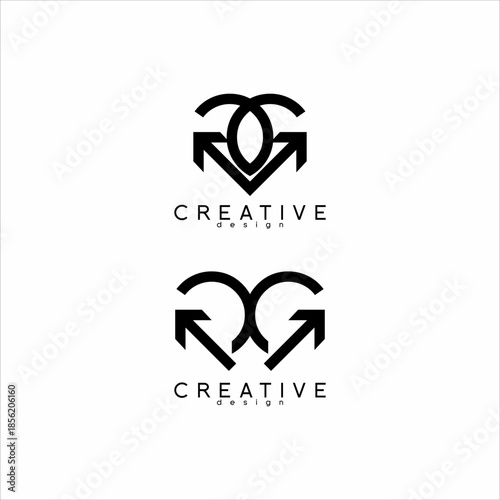 Abstract letter G logo design with an upward arrow.