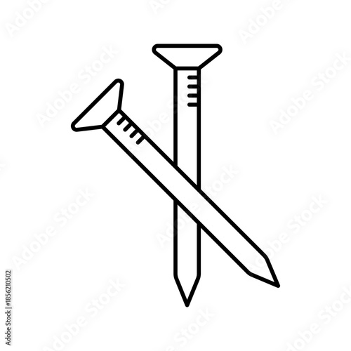 Construction nails line art outline icon vector
