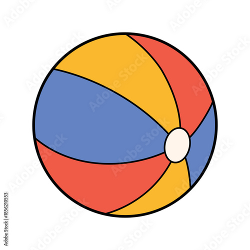 Bright beach ball vector illustration . Summer inflatable toy isolated, perfect for kids designs, beach holidays, pool parties and playful seasonal graphics.
