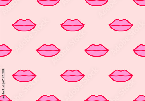 Lips seamless pattern. Kisses, pattern for St. Valentine's Day. Red lips