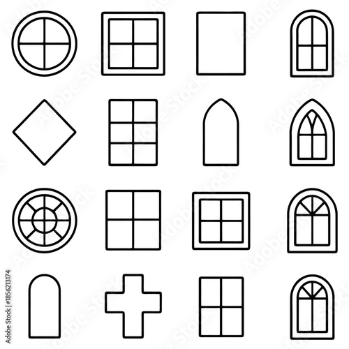 Window Designs: A curated collection showcases diverse architectural elements, each window offering a unique blend of form and functionality.