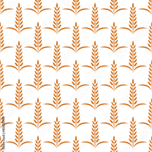 Vector Seamless Pattern with Agriculture Wheat and Cereal Ears on White. Organic Wheat, Rice Ear Design Template. Bread, Beer Packaging, Farming, Organic Food Concepts